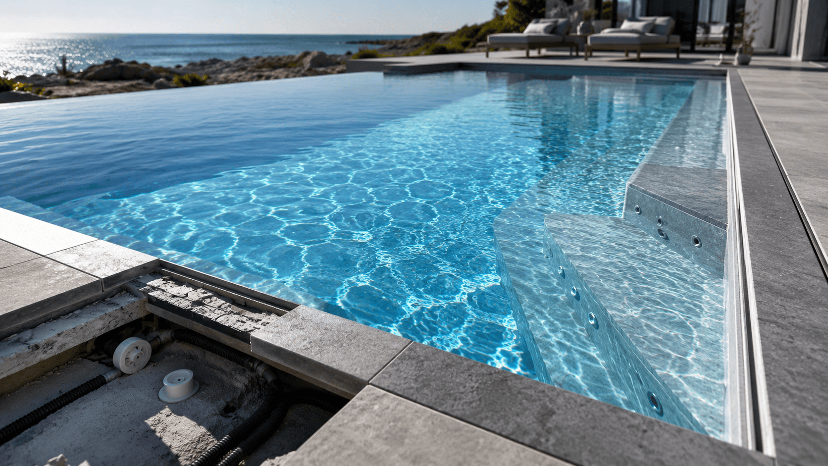 Eksklusiv swimmingpool med skjulte tekniske risici ved boligkøb